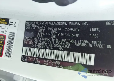 2021 Toyota Highlander L из США, поврежденный, VIN 5TDCZRBH0MS134102